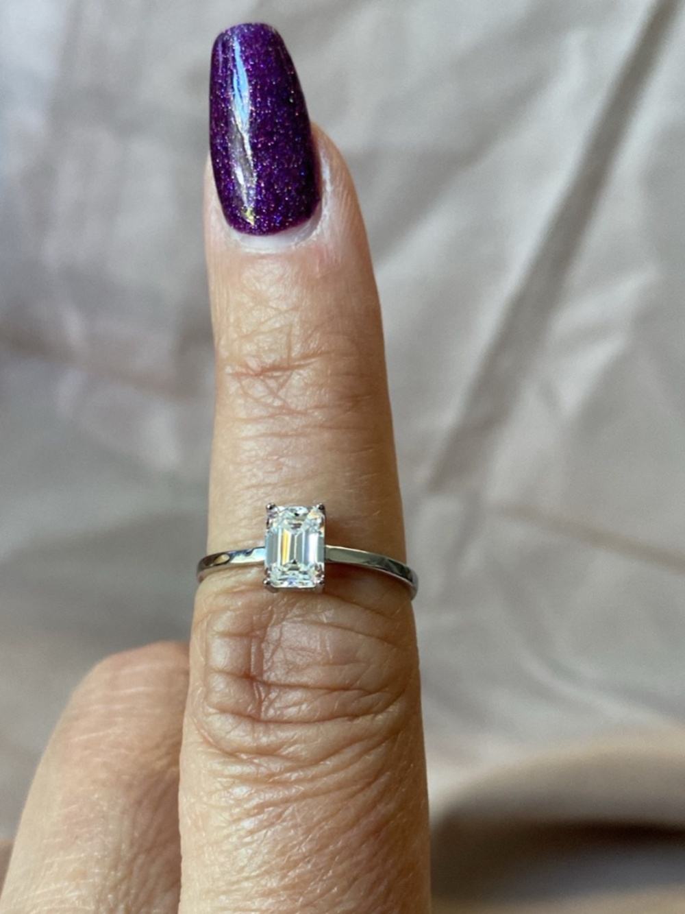 1 carat moissanite emerald cut on sterling silver